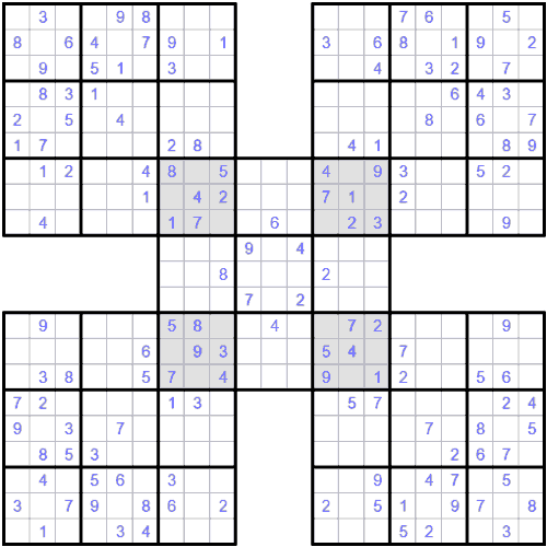 Sudoku samurai yra galutinis iššūkis gudrumo protui